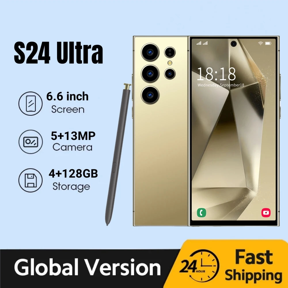 Smarphone S24 Ultra,6.6 inch,4+128GB,Octa Core,5000mAh,Mobile phones,Android,5+13MP,Dual SIM,Google Play Store,Cellphones