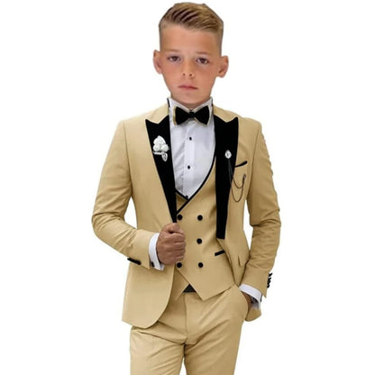 Purple Single Breasted Boy's Formal Suit Set, 4 Pieces Peaked Lapel Classy Kids Suits Smart Tuxedo From 2 to 14 Years