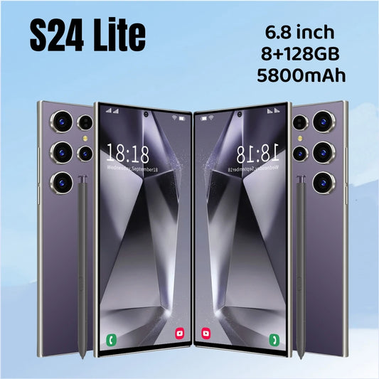 New-S24 Lite Android Smartphone, 6.8 inch Display, 8GB RAM, 128GB ROM, Dual SIM, 13MP + 24MP Camera, 5800mAh Battery, Google Play Store