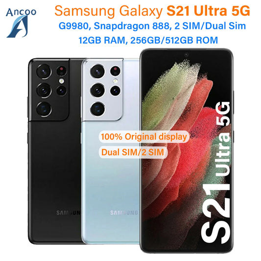 Samsung Galaxy S21 Ultra 5G G9980 256GB/512GB ROM 12GB RAM Snapdragon888 Octa Core 6.8" 108MP DualSim NFC Original Cell Phone