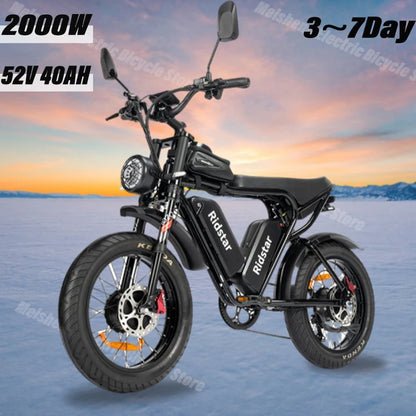 Ridstar Q20 Pro Electric Bike - Dual Motor 2000W, Dual Battery 40AH, Top Speed 60KM/H, 20*4 Fat Tire, Mountain Electric Bicycle