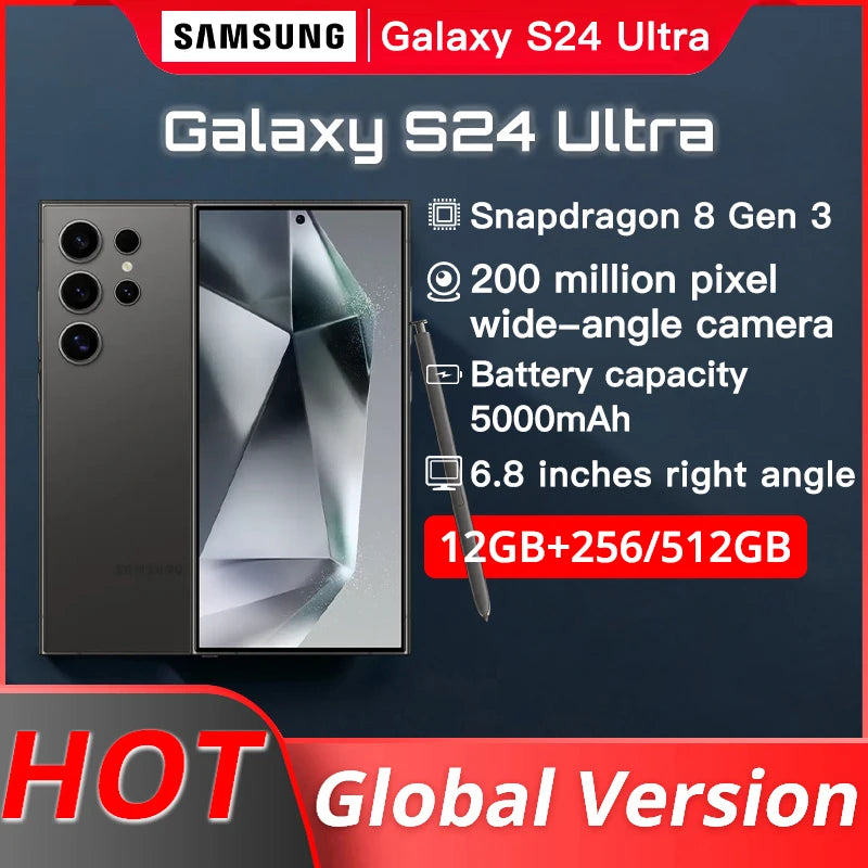 Samsung Galaxy S24 Ultra 5G Smartphone (Global Version) - Snapdragon 8 Gen 3, 200MP Camera, AMOLED Display, IP68, 120Hz