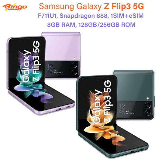 Samsung Galaxy Z Flip 3 Flip3 5G F711U1 128/256GB ROM  6.7" Snapdragon 8GB RAM Original Unlocked Foldable 95-99% New CellPhone