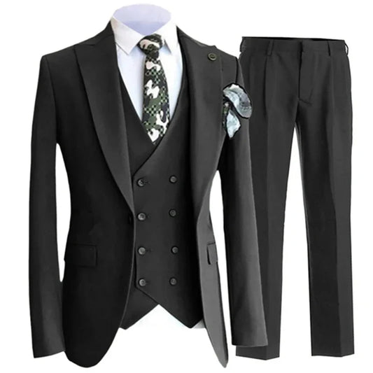 Blazer Pants Vest Men Suits Wedding Dress Floral 3 Piece Set Male Luxury Sloid Color Blazers Jacket Coat Trousers Waistcoat