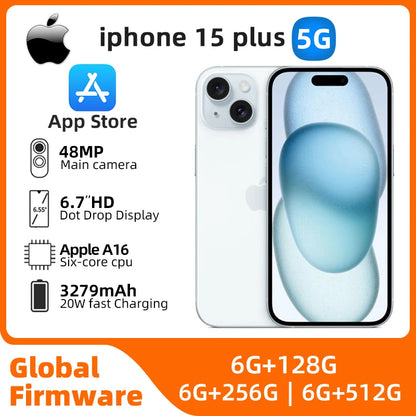 Apple iphone 15 plus 5G 6.7'' 6GB RAM 256GB/512GB ROM A16 Bionic Chip iOS 17 All Colors in Good Condition Original used phone