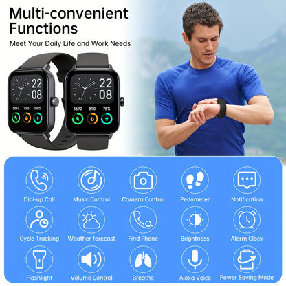 Sports Tracker Smart Watch, Support Pedometer and Calorie Tracking (Answer/Call), 1.8 inch Smart Watch with 100+ Sports Modes, Suitable for Men and Women. 