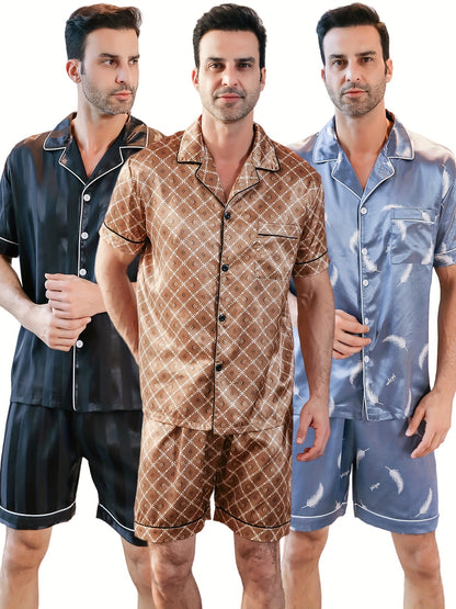 Ensembles de pyjama pour hommes Vêtements de détente Vêtements de nuit Pyjama Aléatoire 3 ensembles