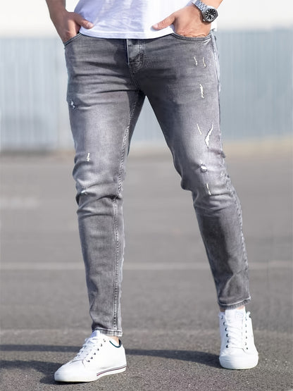 Jean skinny déchiré pour homme, style streetwear, denim pour homme, quatre saisons