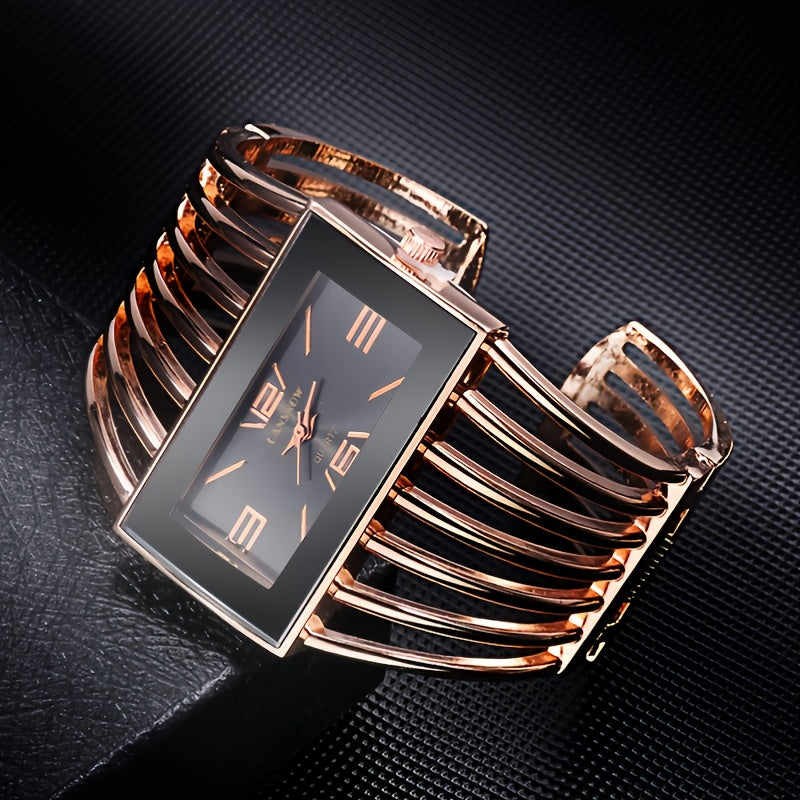 Luxury Women Watches Analog Quartz Wristwatch Rectangular Cuff Bracelet Watch Business Casual Fashion Wristwatches for Ladies 