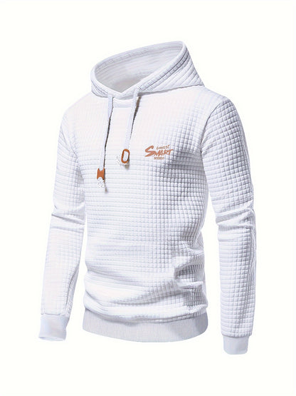 Sweat-shirt à capuche à manches longues pour homme avec impression de lettres et de textures SMART INTEREST, sweat-shirt de sport pour le printemps et l'automne, tenue décontractée et activités de plein air.