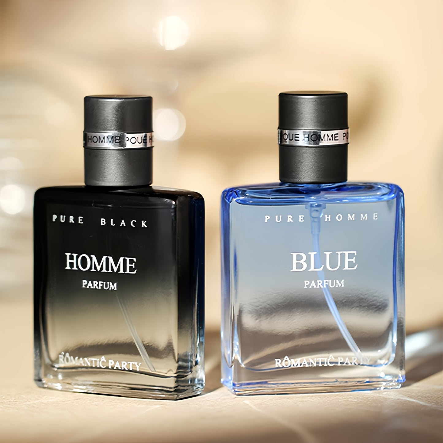 Homme Parfum pour Homme, "Sunshine" Bleu & "Confident" Noir, Eau de Cologne, Parfum Léger Longue Durée, Notes Océaniques & Boisées, Arôme de Gentleman Charmant