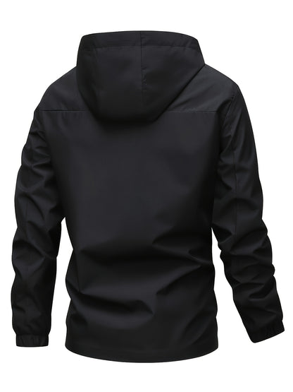 Veste à Capuche Imperméable pour Homme - Coupe-Vent Décontractée avec Poches Zippées, Lavable en Machine