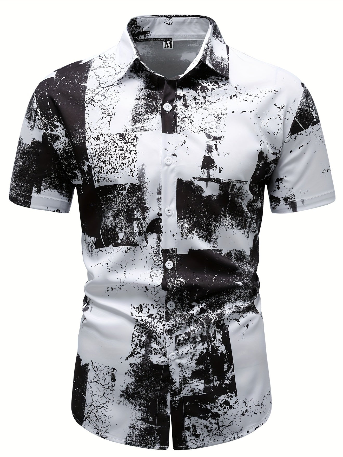 Chemise Graphique Imprimée En Vrac Et Élégante Pour Hommes, Chemise Décontractée À Manches Courtes Boutonnée Et Respirante Pour Les Activités Extérieures D'été