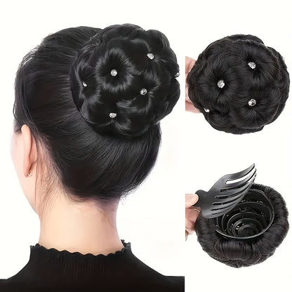 Un accessoire capillaire sophistiqué pour les chignons, avec une élégante pince à chignon vintage ornée de strass pour femmes, idéale pour créer des coiffures rétro sophistiquées et volumineuses.