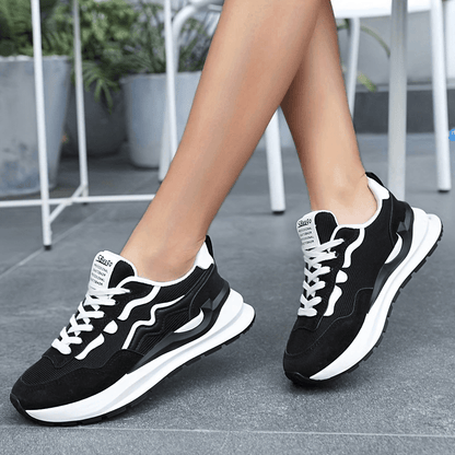 Women's Mesh Chunky Sneakers, Breathable Lace-up Outdoor Sneakers, All-match Low-top Sports Shoes 