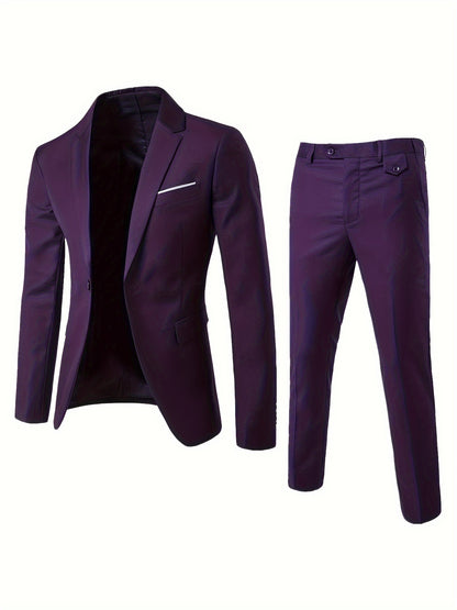 Ensemble de costume décontracté pour homme, 2 pièces, blazer et pantalon de ville, style bureau, veste et pantalon