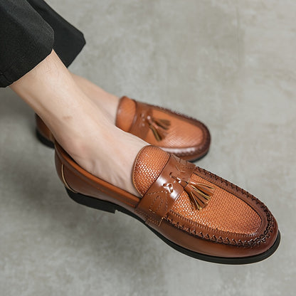 Men's Stylish Loafers with Tassels - Versatile Business Casual Shoes, Slip-on, All Season Comfort 