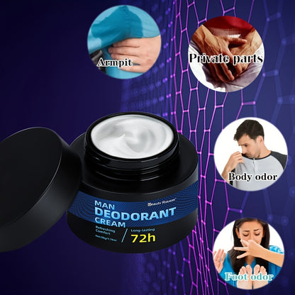 Crème déodorante pour homme Beauty Rouser : Confort rafraîchissant, protection longue durée 72h, adaptée pour les aisselles, les zones intimes et le contrôle des odeurs corporelles