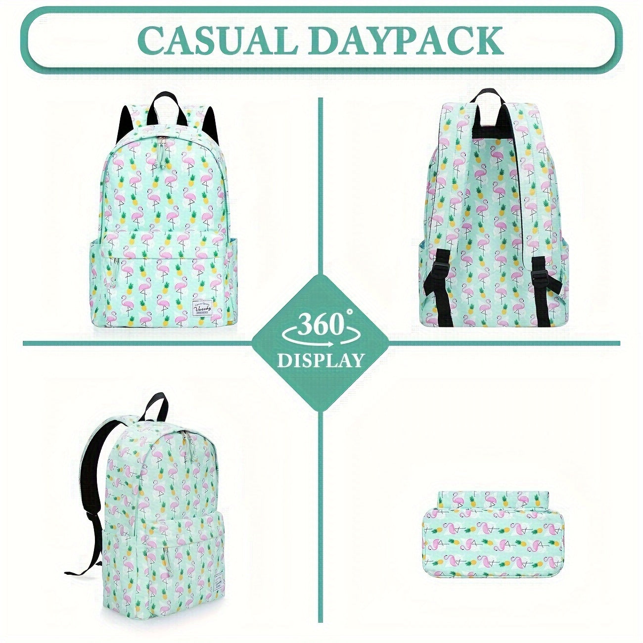 Sac à dos pour femmes, résistant à l'eau, motif floral tendance, 15.6 pouces, sac à dos d'école pour filles, sac à dos décontracté pour le voyage, avec housse rembourrée pour ordinateur portable.