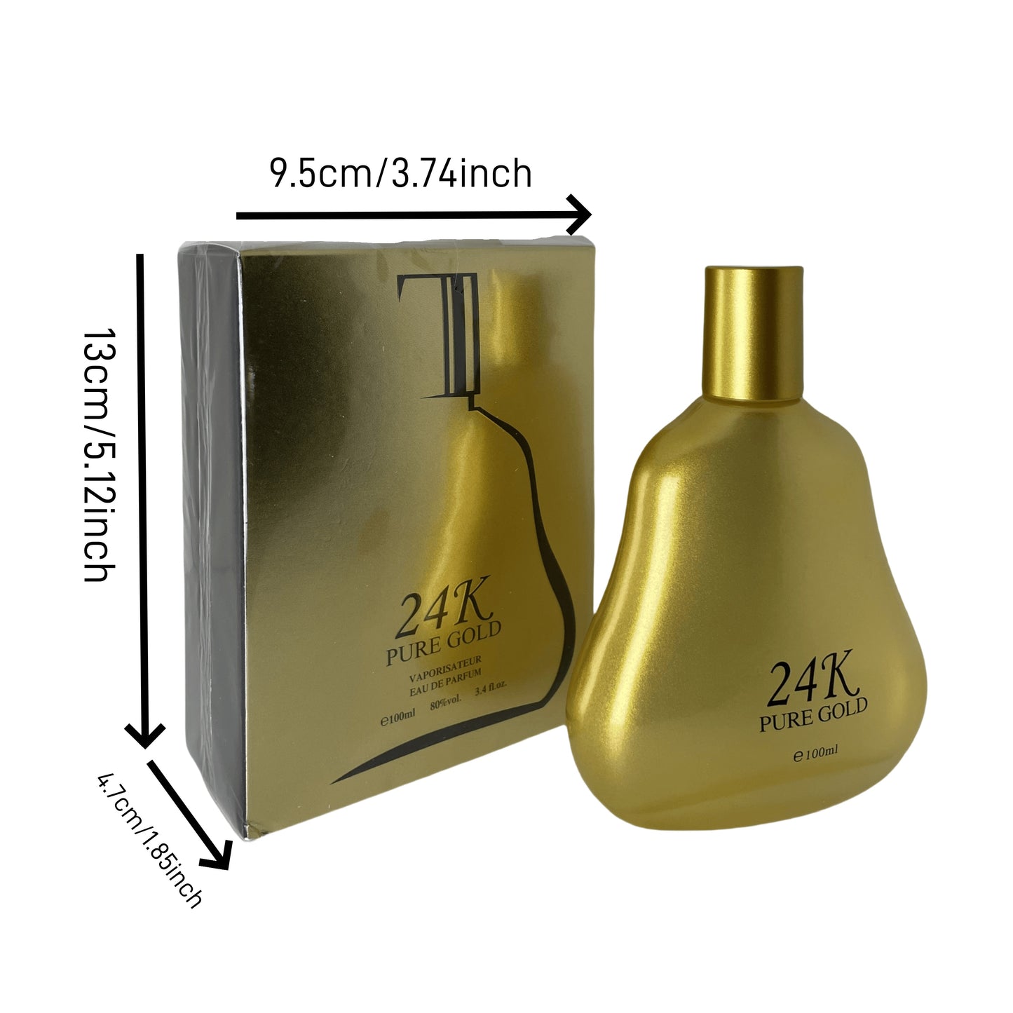 Eau de Cologne pour Hommes 24K Dorée - 3.38oz, Parfum Frais Boisé & Fruité avec Accents d'Ambre, Fragrance Longue Durée, Cadeau Idéal pour les Fêtes