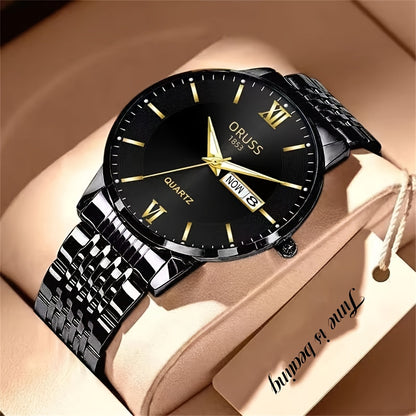 2022 Trendy High Quality Stylish Fashion Waterproof Luminous In The Dark Calendar Men's Watch Steel. Ideal Choice For Gifts 