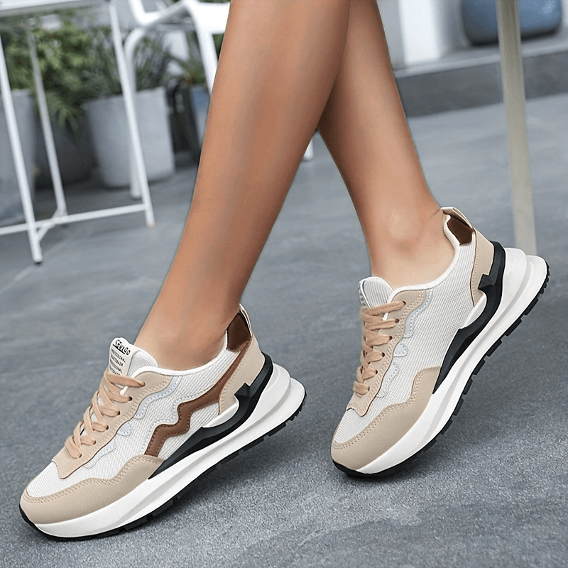 Women's Mesh Chunky Sneakers, Breathable Lace-up Outdoor Sneakers, All-match Low-top Sports Shoes 