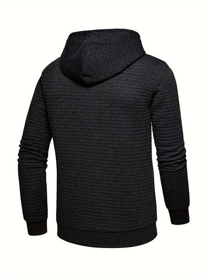 Sweat-shirt à capuche à manches longues pour homme avec impression de lettres et de textures SMART INTEREST, sweat-shirt de sport pour le printemps et l'automne, tenue décontractée et activités de plein air.