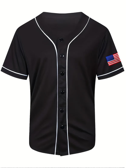 Ensemble de Maillot de Baseball Classique Noir et Blanc pour Hommes - 2pcs, Col en V, Mélange de Polyester, Lavable à la Main - Parfait pour le Sport et le Port Décontracté