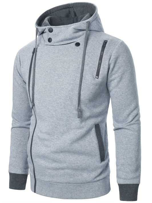 Veste à capuche athlétique décontractée pour homme, sweat-shirt à capuche zippé intégral automne/hiver, coupe ajustée.