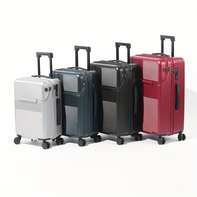 Valise de Voyage Élégante avec Porte-Gobelet & Chargement USB - ABS+PC Durable, Multi-Tailles (20/22/24/26 Pouces), Serrure TSA, Étanche, Disponible en 5 Couleurs