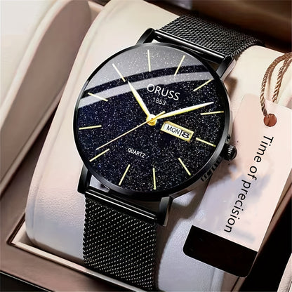 Men's Watch, Simple and Elegant Business Men's Watch with Dual Calendar 