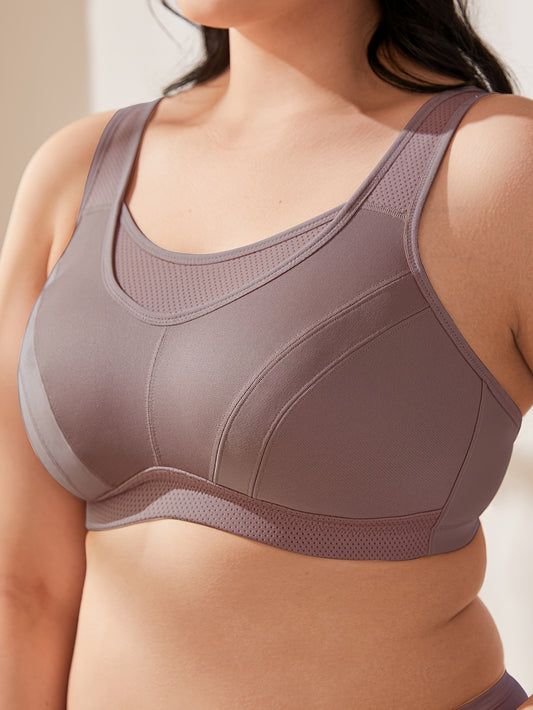 Soutien-gorge de sport à fort impact pour femmes, couvrant, sans armatures, sans rembourrage, grande taille