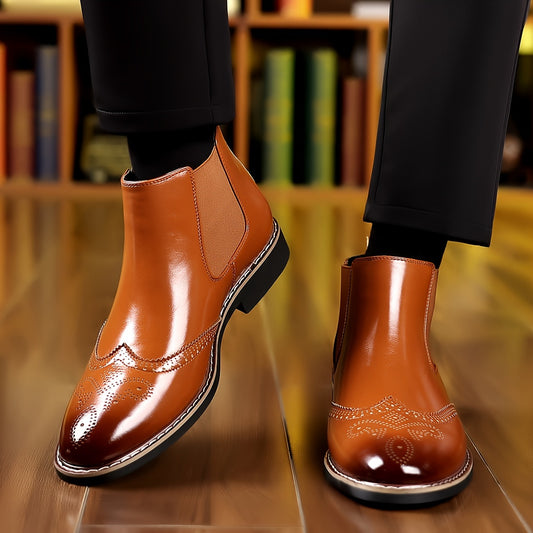 Bottines Élégantes à Enfiler pour Hommes - Style Décontracté & Professionnel, Similicuir Durable avec Semelle en Caoutchouc pour Toutes les Saisons