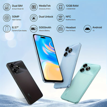 UMIDIGI G6 5G - Unlocked 5G Smartphone (12+128GB), Dimensity 6100+ Processor, Android 13, NFC, 50MP Camera, 6.57-inch 90Hz Display