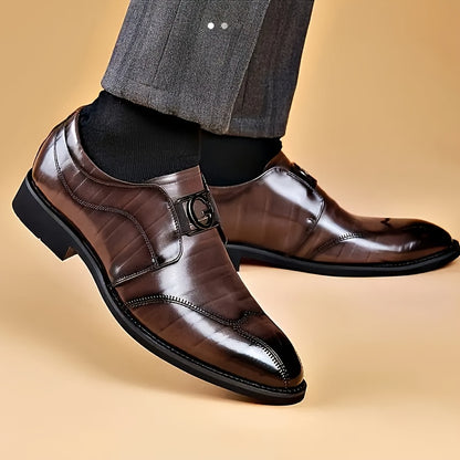 Chaussures De Ville Pour Hommes Avec Bout De Vélo Solide Et Dessus En Cuir PU, Résistantes À L'usure Et Antidérapantes Pour Les Occasions Professionnelles, Chaussures De Bureau Quotidiennes Pour Hommes