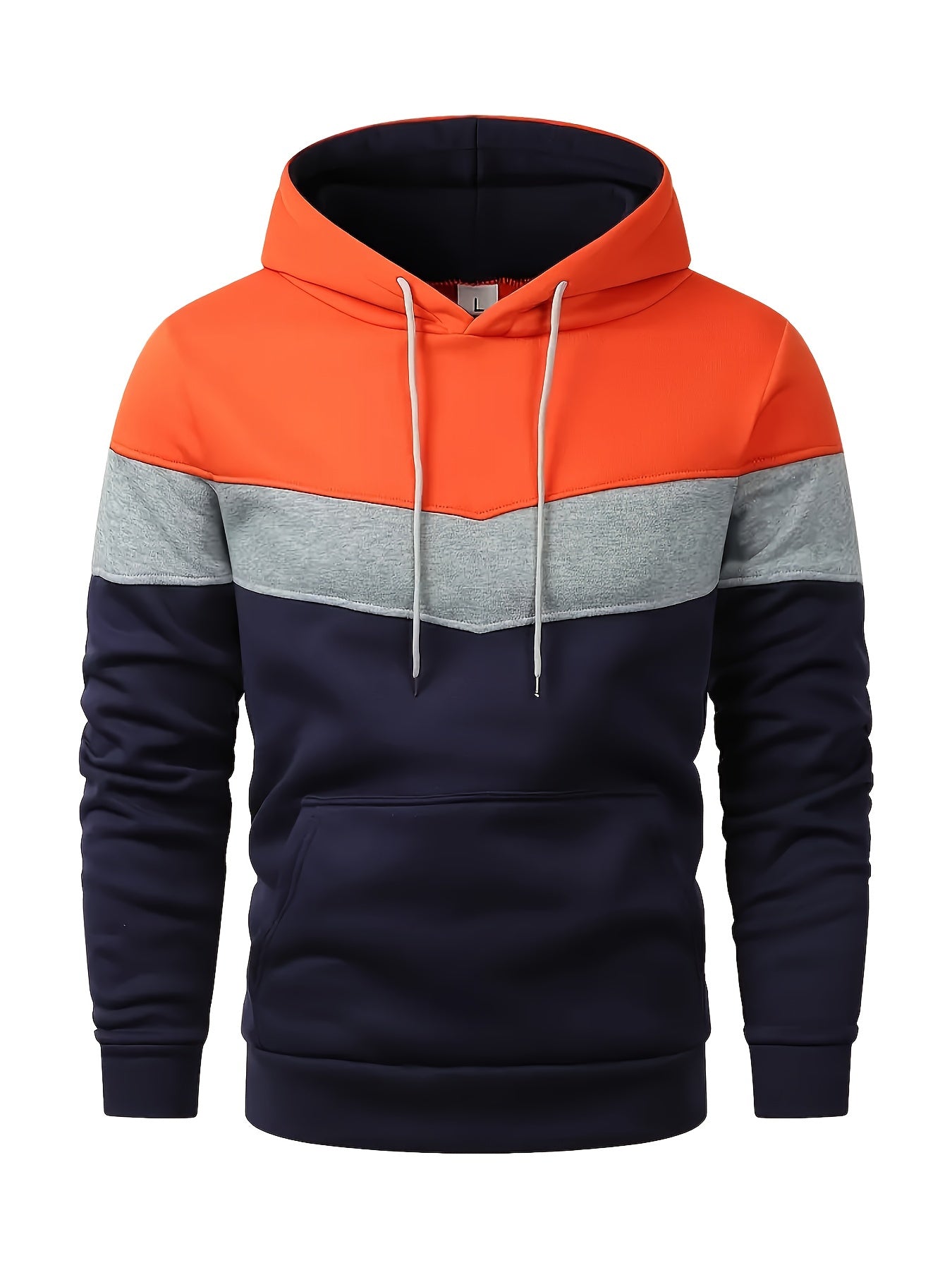 Hoodie à Blocs de Couleur pour Hommes - Pull Décontracté et Sportif avec Poche Kangourou, Manches Longues, Mélange de Polyester pour Toutes les Saisons