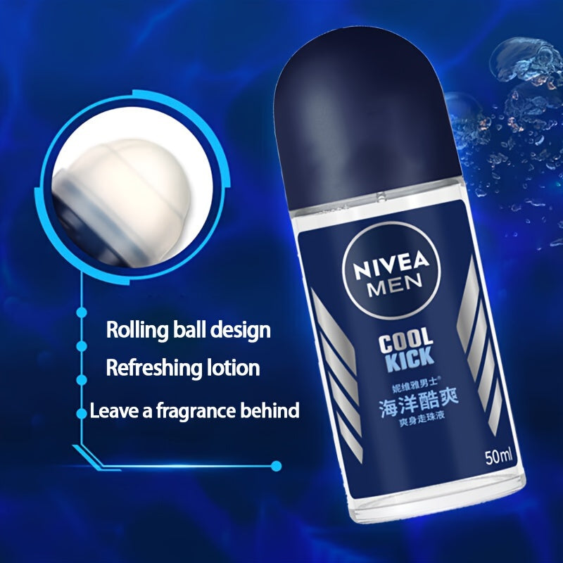 Désodorisant Roll-On NIVEA Men Cool Kick pour hommes, 50 ml - Fraîcheur longue durée, combat les odeurs corporelles, offre un parfum rafraîchissant.