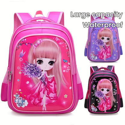 Sac d'école, dessin animé mignon pour les élèves du primaire, sac à dos pour enfants, sac à dos pour la protection de la colonne vertébrale, sac à dos de dessin animé imperméable de grande capacité pour les filles