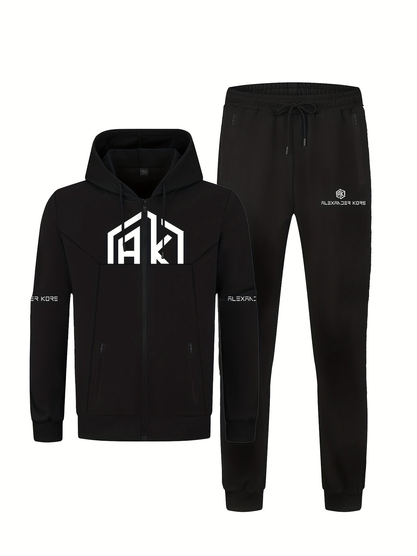 Ensemble de survêtement de sport 2 pièces pour hommes, style sport décontracté, sweat à capuche et pantalon de jogging, ensemble coordonné printemps/automne avec impression de lettres, coupe confortable pour la salle de sport et les loisirs.