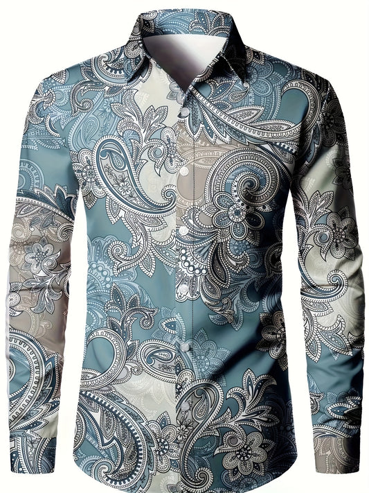 Chemise À Manches Longues Élégante Et Décontractée Pour Hommes Avec Motif Paisley