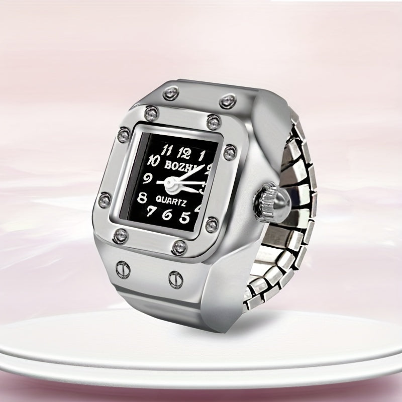 Men's Quartz Watch, Ring Watch, Rectangular Digital Dial, Artificial Jewelry Gifts 