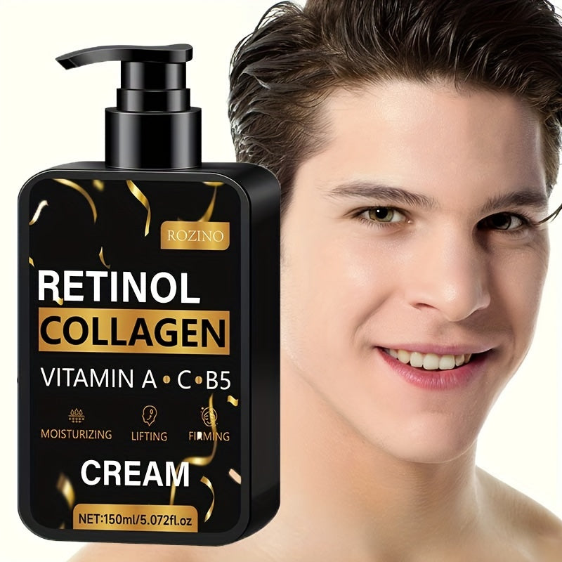 Crème ROZINO au Collagène et Vitamine A, 5.07oz - Hydratante & Nourrissante pour Tous Types de Peau, Lisse les Rides Fines, Raffermit & Lift, Réduit la Sécheresse, avec Beurre de Karité & Rétinol