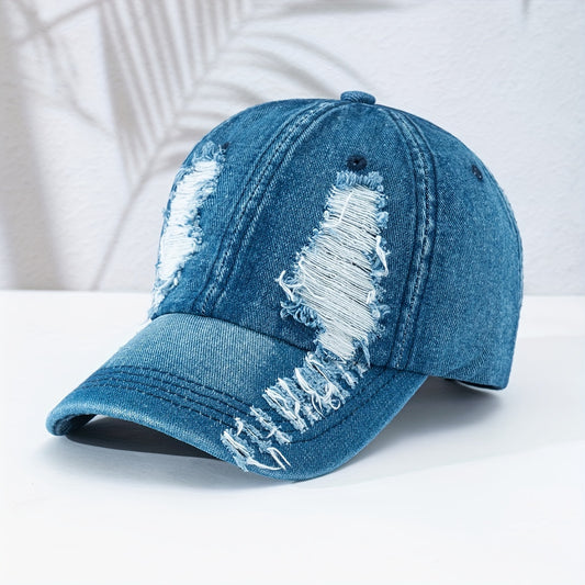 Casquette de baseball en denim lavé avec motif tendance pour assortir les vêtements de sport, les jeans et les tenues quotidiennes pour faire du shopping, aller à l'école et au travail