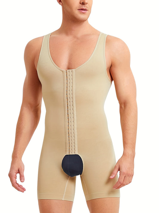 Combinaison moulante à entrejambe ouverte pour homme, débardeur, boxer, body shaper, sport, contrôle du ventre, sous-vêtement mince, contrôle du ventre, couche de base de compression ajustée