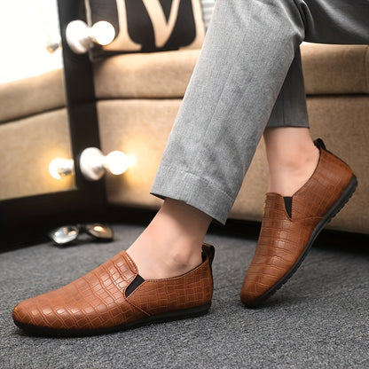 Men's Slip-on Dress Shoes Solid Color Non-slip Durable Rubber Sole Comfortable Walking Shoes Men's Shoes. 