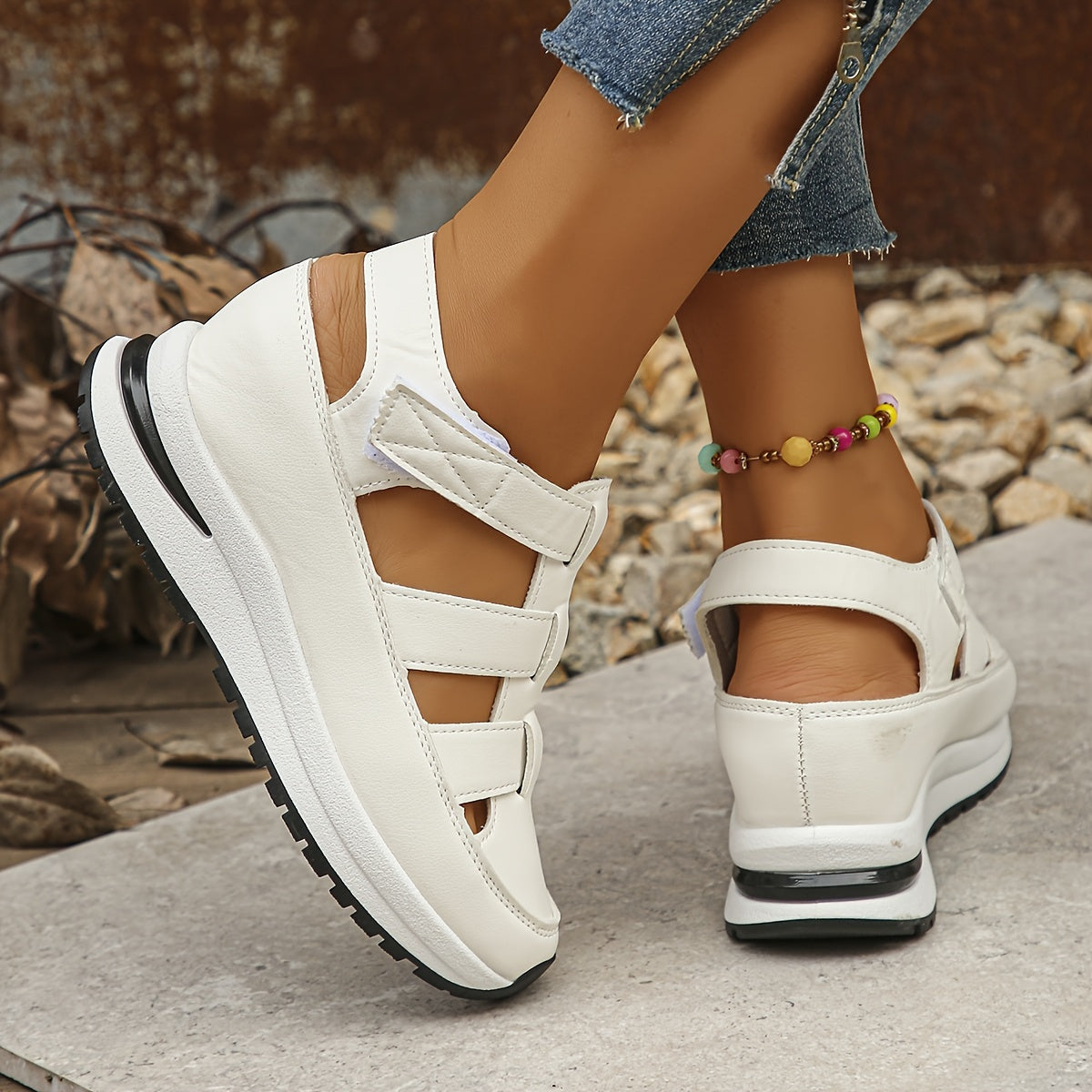 Women's Soft Sole Wedge Sandals, Comfortable Round Toe Casual Walking Shoes, Hollow Breathable Wedge Sandals 