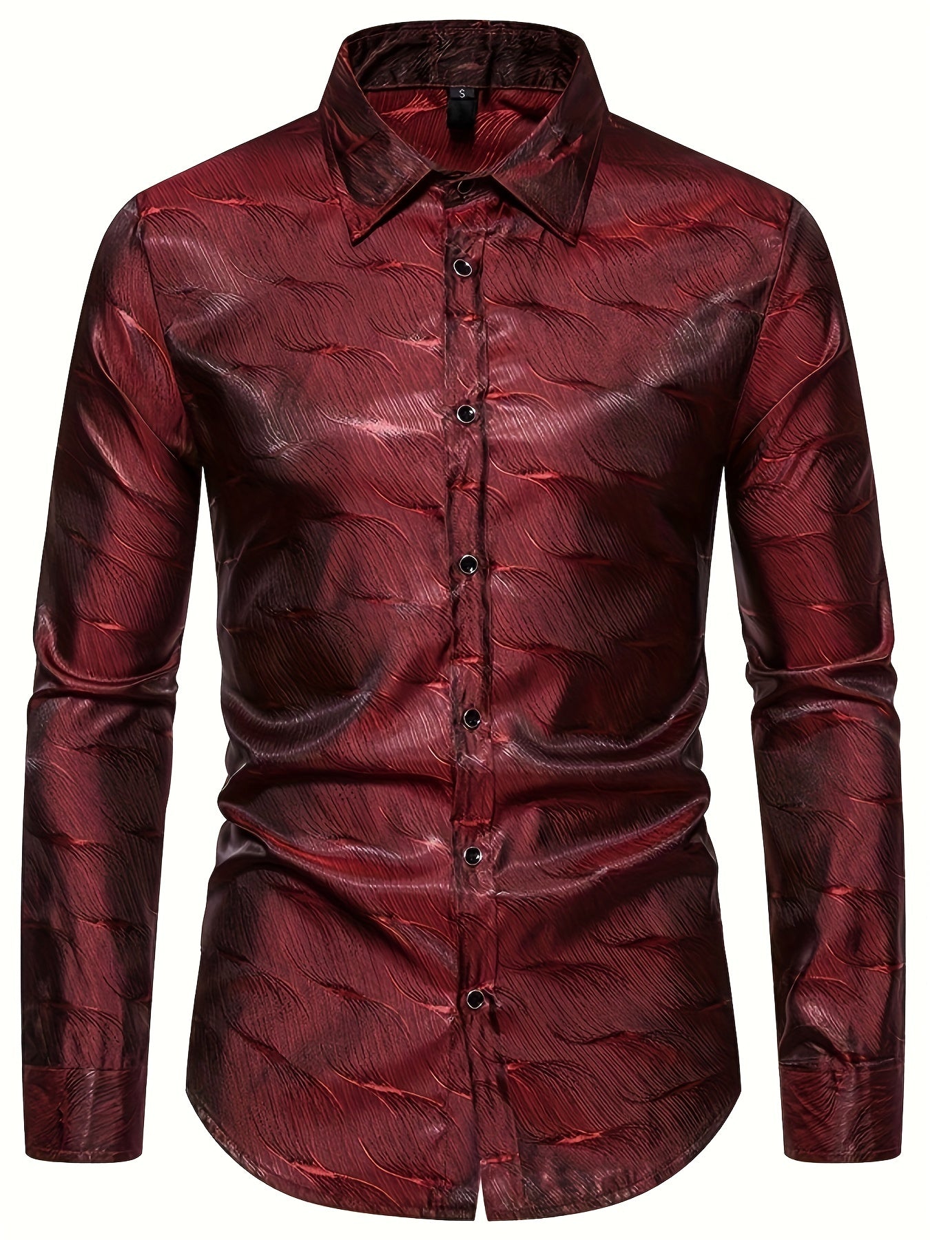 Chemise Pour Homme À Col Rabattu À Manches Longues, Fermeture Régulière, Style Luxueux, Chemise Décontractée Pour Homme Pour Le Quotidien Et Le Club