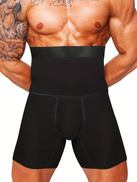 1Pack Men's Shapewear Compression Bodysuit High Waist Cincher Slimming Tights Boxer Briefs Men's Long Leg Underwear