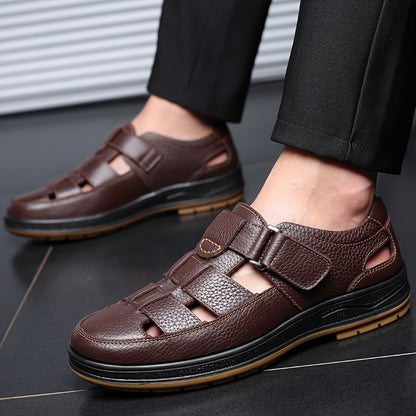 Men's Cowhide Leather Casual Shoes Slip-on Non-slip Comfortable for Outdoor Walking Business Travel