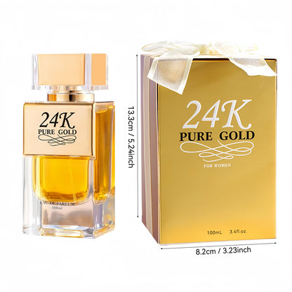 3.38 oz Eau de Parfum pour homme 24 carats or pur - Parfum ambré boisé longue durée, séduisant et raffiné, idéal pour un usage quotidien, Noël et les occasions spéciales.